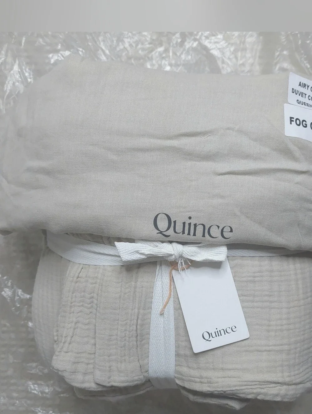 NWT Quince Organic Cotton Airy Gauze Fog Gray Duvet Cover Set! Full/ Queen (672)
